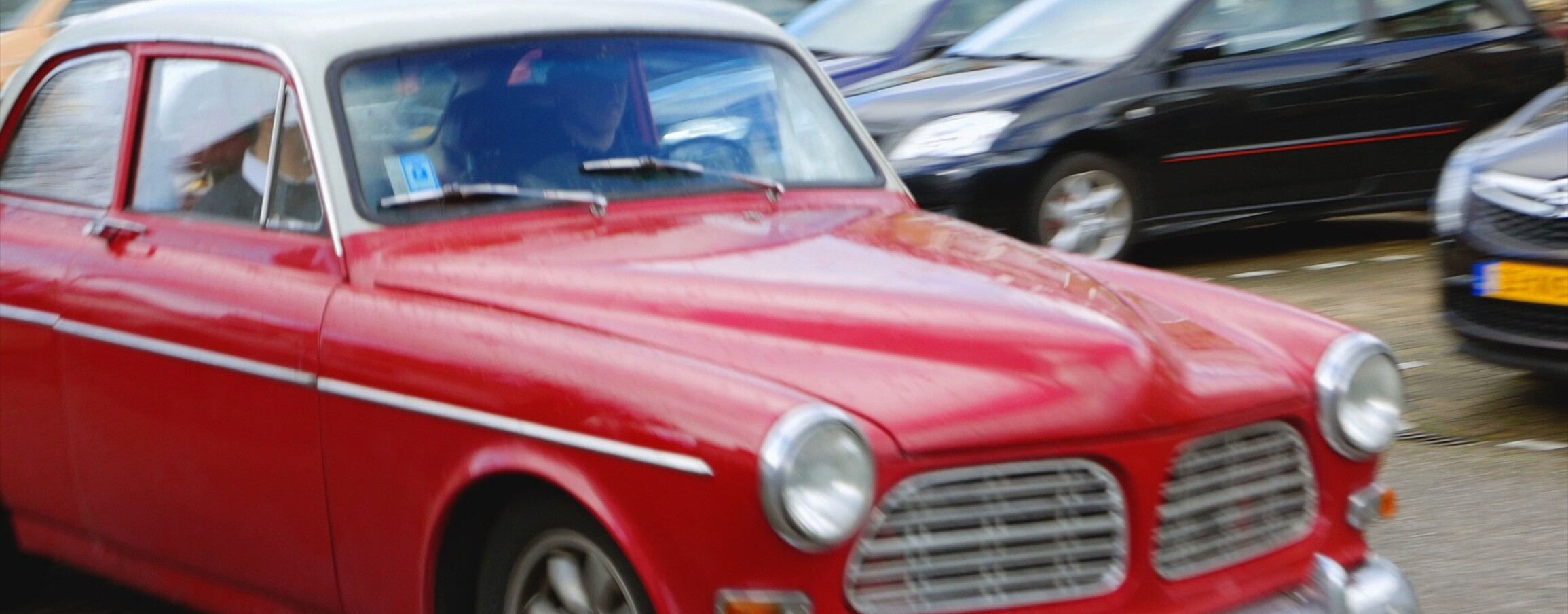 Blurry photo of a vintage car