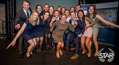 Portrait of students celebrating